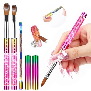Saviland Kolinsky Sculpt Duo: #8 & 12 Acrylic/3D Brushes w/Cuticle Tool - Artist's Ergonomic Essentials. - 1 of 4