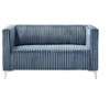 Home Design Gavin Velvet Square Loveseat, Blue - 4 of 4
