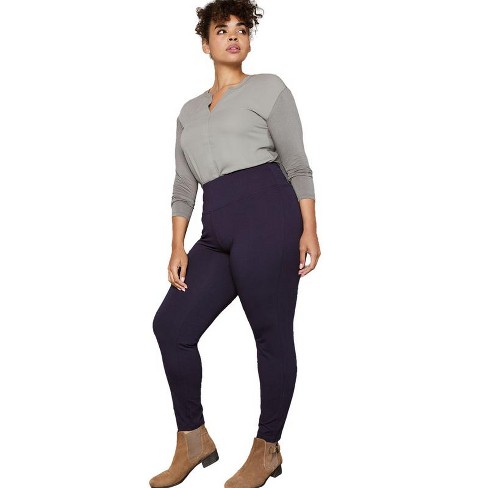 Dressbarn Roz & Ali Women's Plus Size Tummy Control Leggings - Navy, 3X
