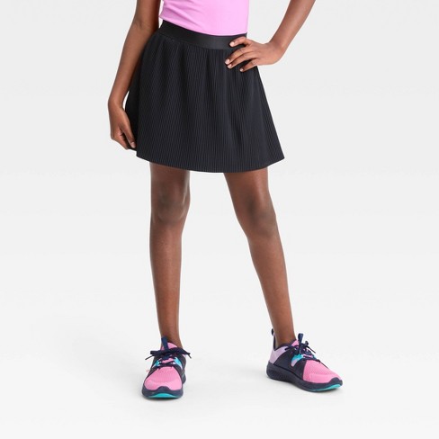 Girls' Pleated Woven Skort - All In Motion™ Heather Black S