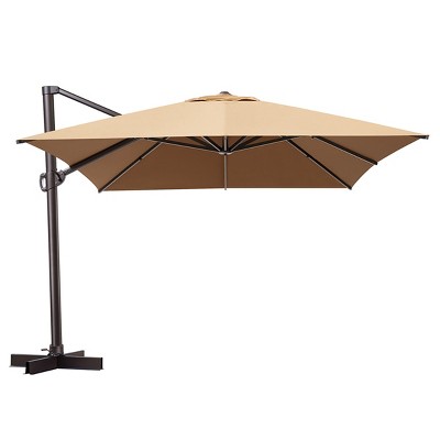 Pellebant 12.5FT Patio Cantilever Umbrella High-strength Aluminum Pole with 360Rotation 5 Heights Adjustable Umbrella