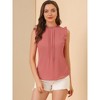 INSPIRE CHIC Women's Ruffled Curved Hem Business Office Vintage Sleeveless Blouse - 3 of 4