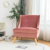 Tangkula Swoop Arm Accent Chair Velvet Upholstered Armchair w/ Rubber Wood Legs - 3 of 4