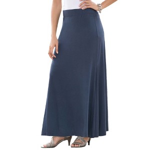 Jessica London Women's Plus Size Everyday Stretch Knit Maxi Skirt - 1 of 4
