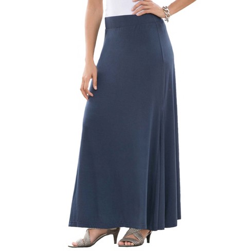 Jessica London Women's Plus Size Casual Wide Elastic Pull-on Lightweight  Maxi Skirt - 22/24, Navy Blue : Target