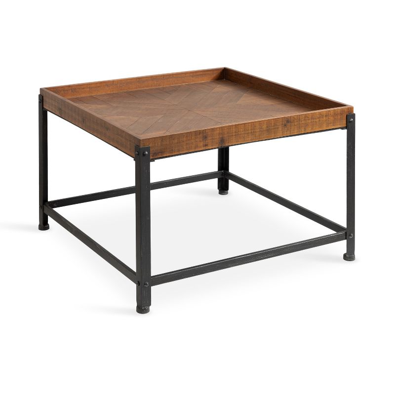 Kate and Laurel Marsh Square Wood Coffee Table, 27x27x18, Rustic Brown and Black, 1 of 10