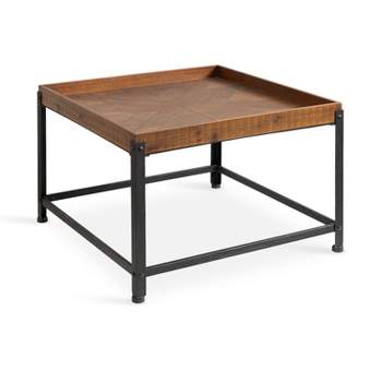 Kate and Laurel Marsh Square Wood Coffee Table, 27x27x18, Rustic Brown and Black