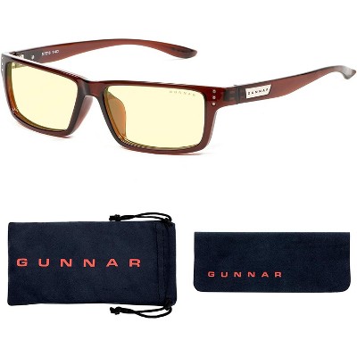 GUNNAR Gaming and Computer Glasses for Adults - Riot, Espresso Frame, Amber Lens, Blocks 65% Blue Light