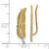 Black Bow Jewelry 6 x 22mm 14k Yellow Gold with Rhodium Feather Ear Climber Earrings - 4 of 4