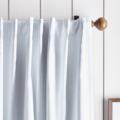 White Cotton Linen Blackout Curtain Panel Pair, 84"