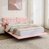 KTMBDW Floating Bed Frame Queen with Button Tufted Headboard and LED Lights,Upholstered Platform Bed Station,No Box Spring Needed,PU - 3 of 4