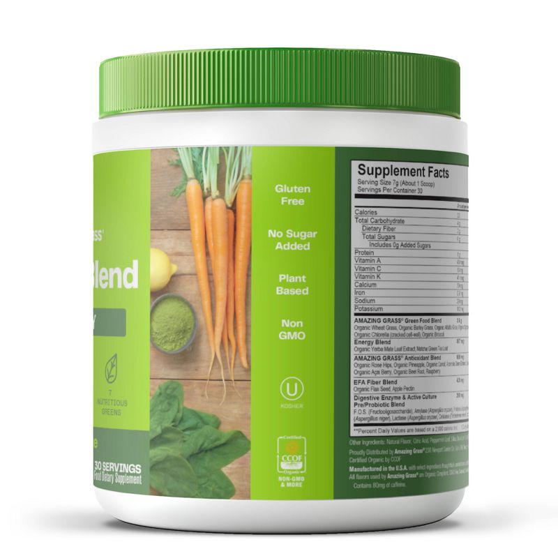 Amazing Grass Green Superfood Energy Vegan Powder - Lemon Lime - 7.4oz, 4 of 10