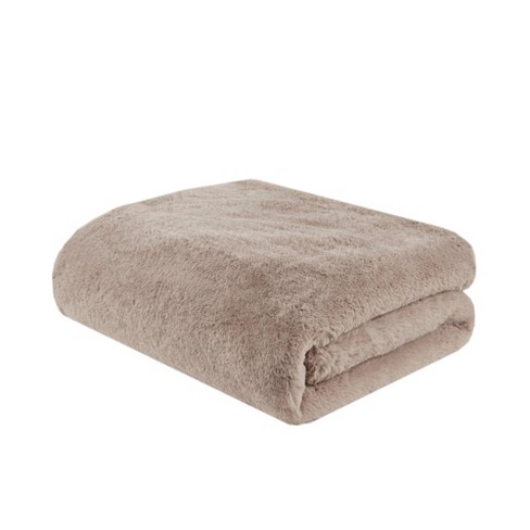 50x60 Ruched Faux Fur Throw Blanket Gray - Madison Park