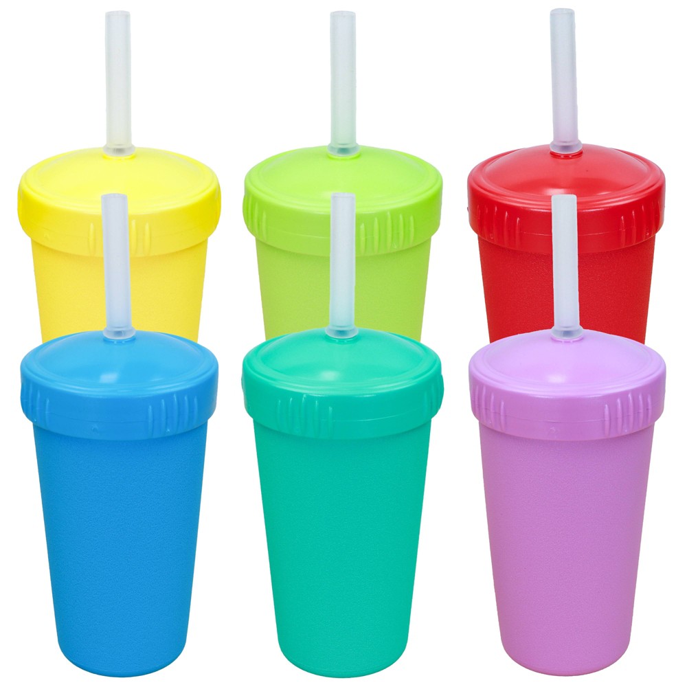 Photos - Glass Re-Play 10 fl oz Straw Cups with Silicone Straw - Color Wheel -6pk