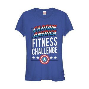 Juniors Womens Marvel Captain America Fitness Challenge T-Shirt - 1 of 3
