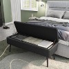 Storage Ottoman Bench with 680lb Capacity, Mid-Century Modern Synthetic Leather Entryway Bench with Safety Hinges - 2 of 4