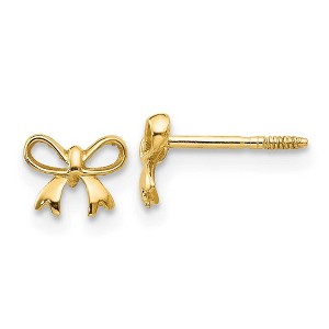 Black Bow Jewelry Kids Petite Bow Screw Back Post Earrings in 14k Yellow Gold - 1 of 4