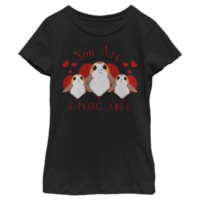 Girl's Star Wars Valentine's Day You Are A-Porg-Able T-Shirt