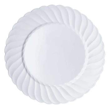 Smarty Had A Party 10.25" White Flair Plastic Dinner Plates (144 Plates)