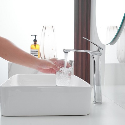 Polished Chrome Single Handle Vessel Sink Faucet with Pop-Up Drain