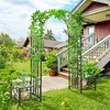 Aghana Digitals Metal Garden Arch with Double Gate & Planters, 7ft Black Arbor Trellis for Climbing - 3 of 4