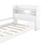 Platform Bed with Storage Shelves LED Light Headboard Guardrail Platform Bed Frame Support No Box Spring Needed White Twin Size - 4 of 4