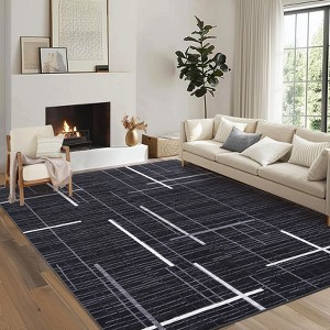 Indoor Modern Soft Area Rugs for Bedroom Decor Washable Strip Abstract Carpet Low Pile Non Slip Floor Mat For Living Room - 1 of 4