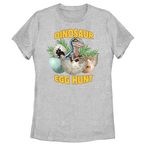 Women's Jurassic World Easter Velociraptor Dinosaur Egg Hunt T-shirt 