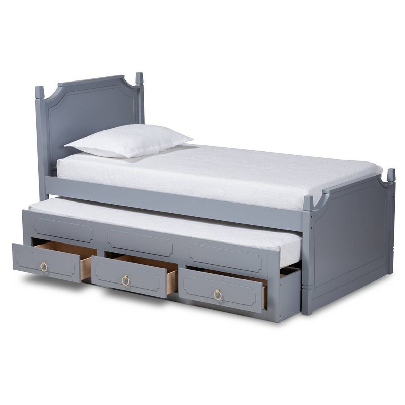 Twin 3 Drawer Mariana Wood Storage with Pull-Out Trundle Bed Gray - Baxton Studio, 3 of 12