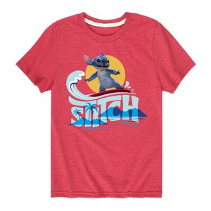 Boys' - Lilo And Stitch - Stitch Surfing Short Sleeve Graphic T-Shirt - 1 of 4