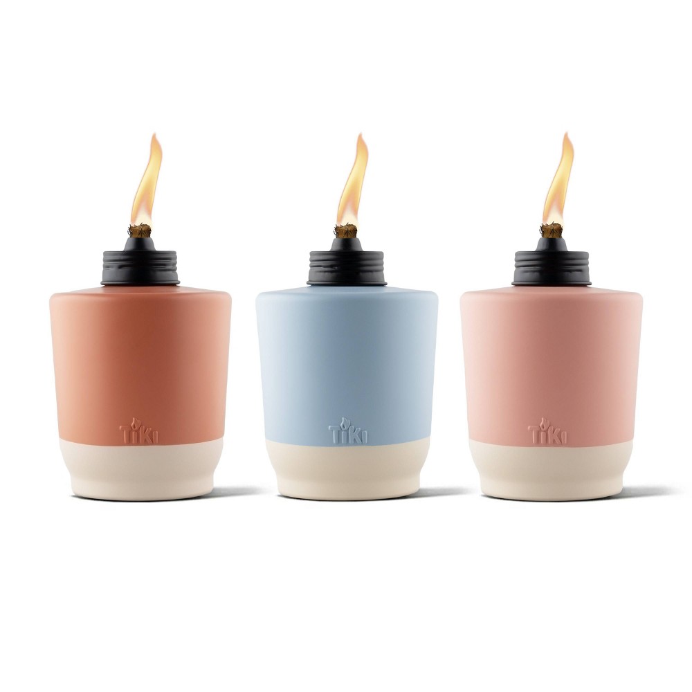 TIKI 3pk Sunset Sands Tabletop Torch Glass