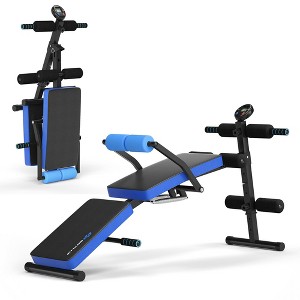 Costway  Multi-Functional Foldable Weight Bench Adjustable Sit-up Board w/ Monitor Red\Blue - 1 of 4