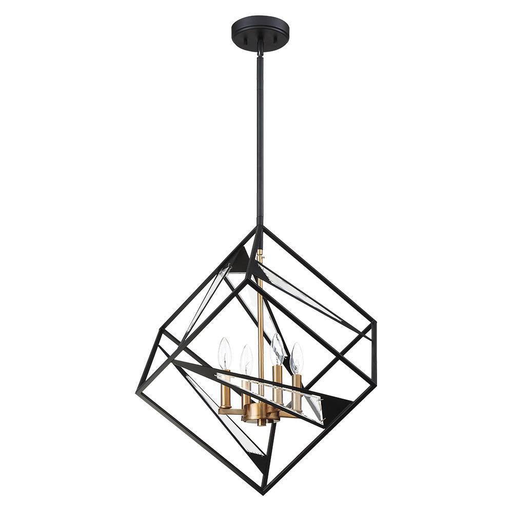 4-Light Corrietes Pendant Matte Black - EGLO: Clear Glass, Adjustable, ETL Listed, Vintage Style