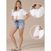 INSPIRE CHIC Women's V Neck Summer Tie Front Hollow Out Short Sleeve Crop Crochet Cardigan - 2 of 4
