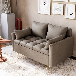 Whizmax 44”W Faux Leather Loveseat Sofa, Couch with Heavy Duty Frame and Comfortable Cushion for Living Room or Office Space - 1 of 4
