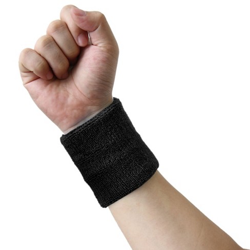 Unique Bargains Cotton Towel Sport Wrist Protector Sweat Absorbent Elastic  Comfort Wristband Black 1PC
