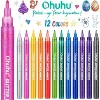 Ohuhu Glitter Markers Pen: 12 Glitter Colors Metallic Shimmer Marker Fine Tip Water-based Ink for DIY Crafts Greeting Birthday Cards Making Mugs Wood - 4 of 4