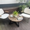 Vynxaria Modern Round Coffee Tables with Black Metal Frame - 2 of 4
