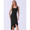 Allegra K Women's Sleeveless Scoop Neck Ruched Faux Wrap Tie Side Bodycon Midi Dress - 3 of 4