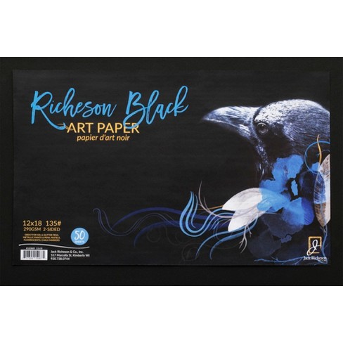 Jack Richeson Black Watercolor 50 Sheets Paper, 135 lbs - 12 x 18 in.