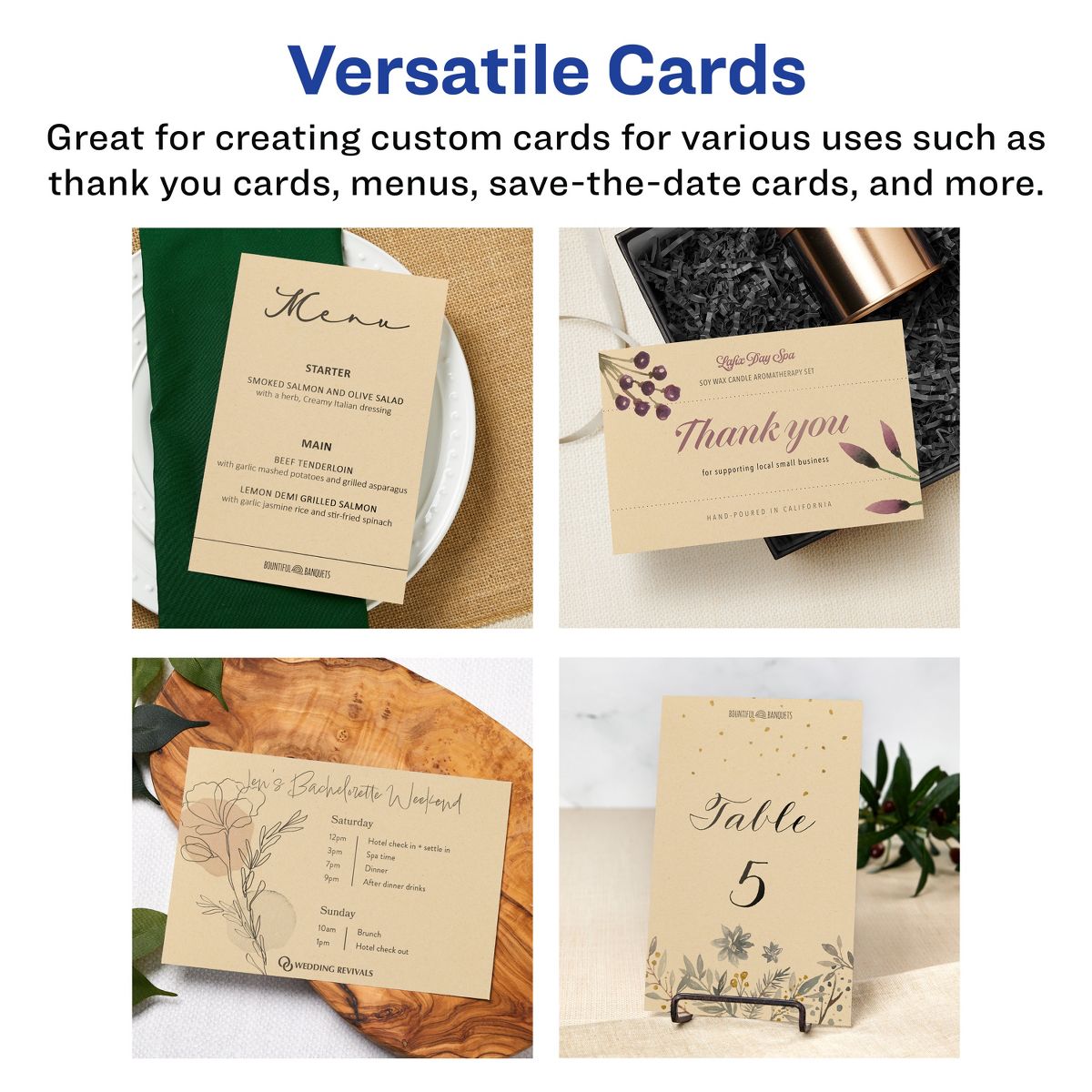 Avery 5-1/2" x 8-1/2" Rectangle, Kraft Brown Invitation Cards - thumbnail 3