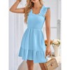 Clearlove Womens Dress Summer Sleeveless Smocked Square Neck Backless Ruffle Midi Dress - 4 of 4