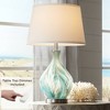 360 Lighting Coastal Accent Table Lamp with Table Top Dimmer 22" High Blue Gray Glazed Glass White Fabric Tapered Drum for Bedroom (Color May Vary) - 2 of 4