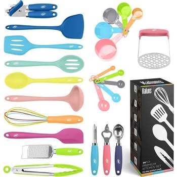 Silicone Cooking Utensils Set,with Wooden Handle (Dishwasher Safe) 392°F  Heat Resistant Spatula Set, Nonstick Cookware 