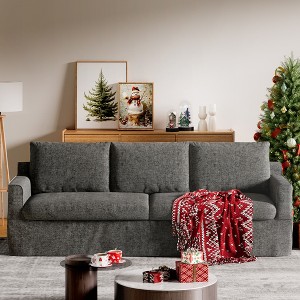 Vipbear 3-Seater Sofa Couch with Deep Seats,93" Slipcovered Upholstered Sofa with Removable Cover,for Living Room, Bedroom, Apartment and Office - 1 of 4