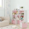 Kids Storage Organizer Cabinet, Kids Bookcase with 3 Movable Drawers, Kids Storage Chest for Playroom Nursery Bedroom, Pink - 2 of 4