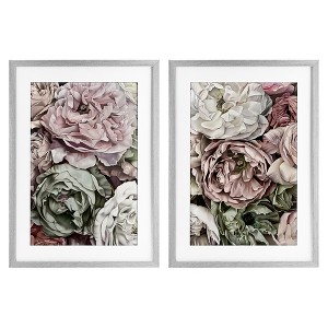 Stupell Industries Mixed Roses and Peonies 2pc Framed Print Under Glass Set - 1 of 4