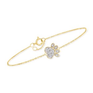 Ross-Simons 0.10 ct. t.w. Diamond Paw Print Bracelet in 10kt Yellow Gold - 1 of 3