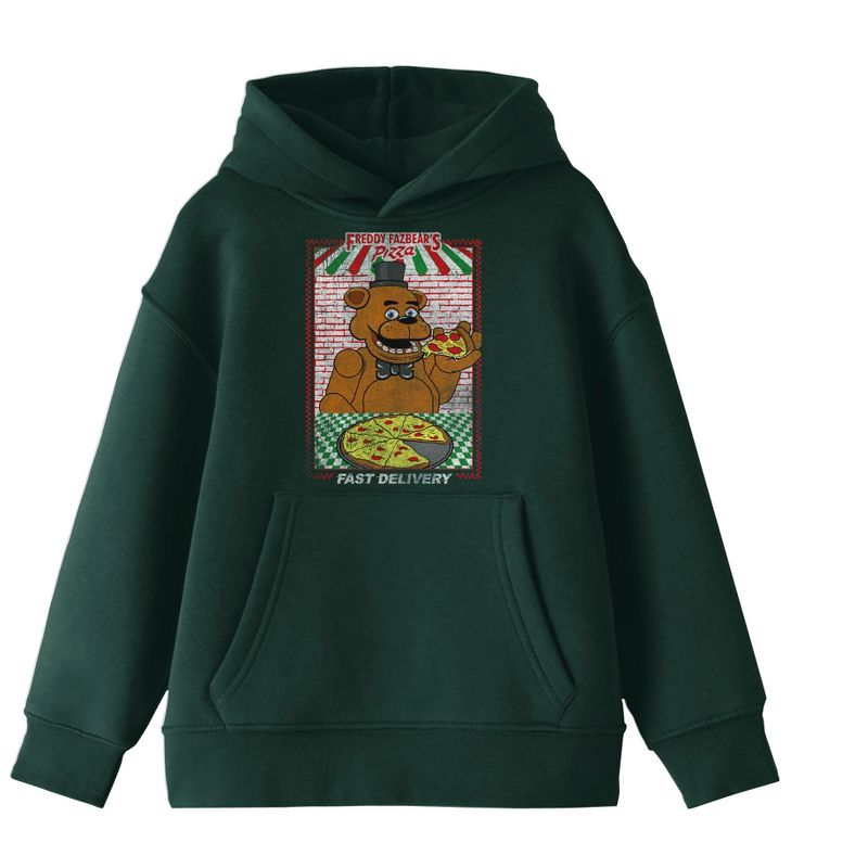 Five Nights at Freddy's Fazbear's Pizza Ad Boy's Forest Green Sweatshirt, 1 of 2