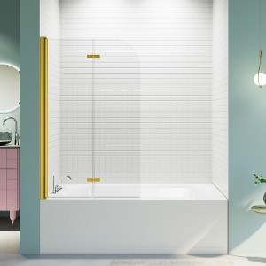 NicBex Bathroom Pivot Bifold Shower Tub Door Panel with 1/4" (6mm) Thick SGCC Tempered Glass Frameless Folding Pivot Glass Shower Door - 1 of 4